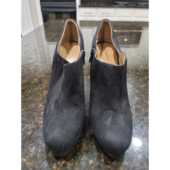 Merona Ankle Stiletto Heel Bootie Women's Size 8 Black Suede Leather Side Zipper - Picture 1 of 13